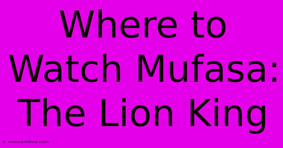 Where To Watch Mufasa: The Lion King