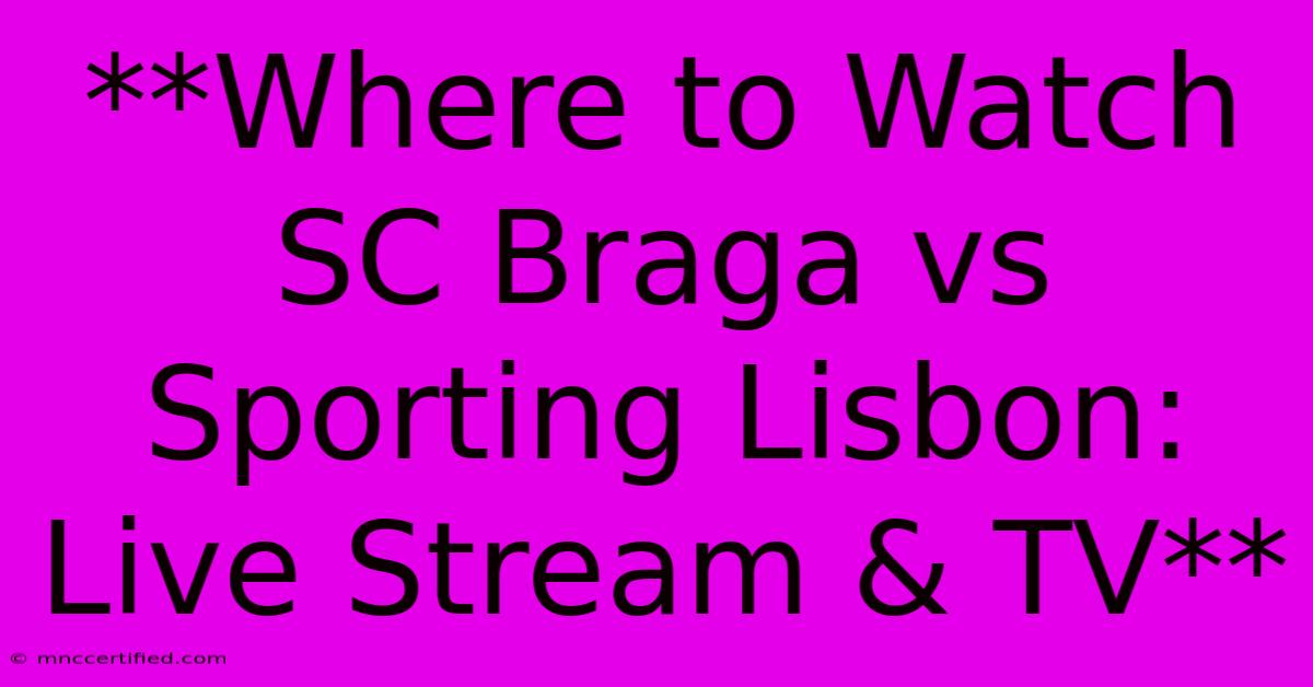 **Where To Watch SC Braga Vs Sporting Lisbon: Live Stream & TV** 