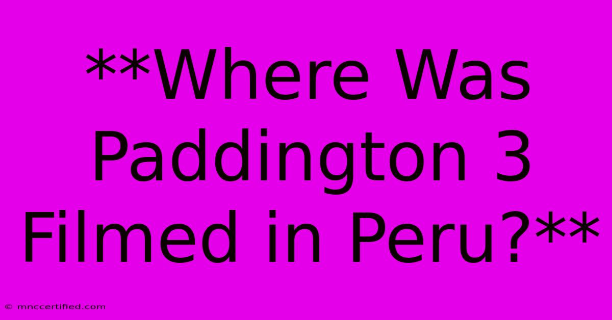 **Where Was Paddington 3 Filmed In Peru?**