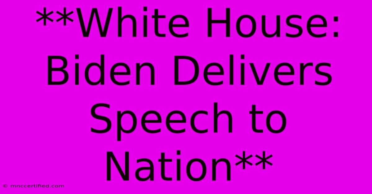 **White House: Biden Delivers Speech To Nation**