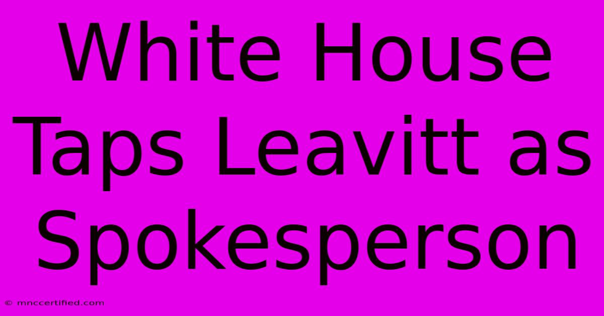 White House Taps Leavitt As Spokesperson