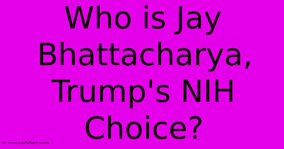 Who Is Jay Bhattacharya, Trump's NIH Choice?