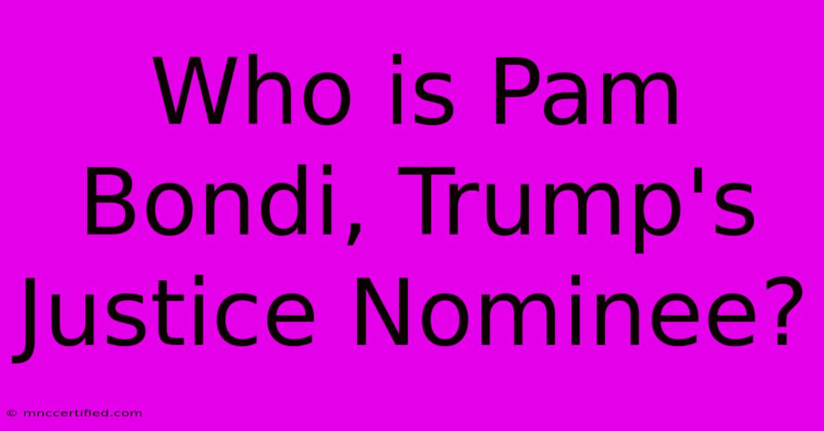 Who Is Pam Bondi, Trump's Justice Nominee?