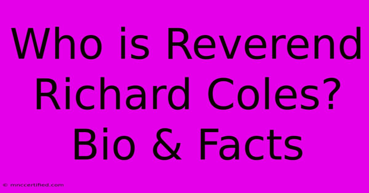 Who Is Reverend Richard Coles? Bio & Facts