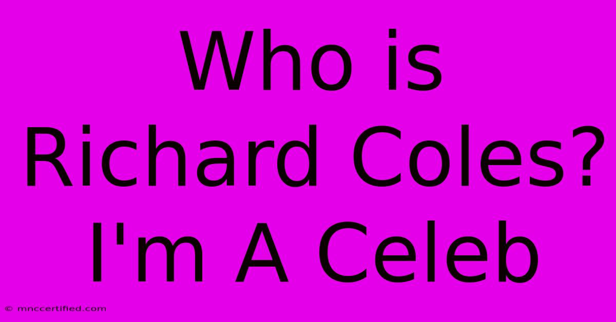 Who Is Richard Coles? I'm A Celeb