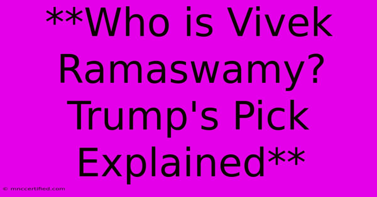 **Who Is Vivek Ramaswamy? Trump's Pick Explained**