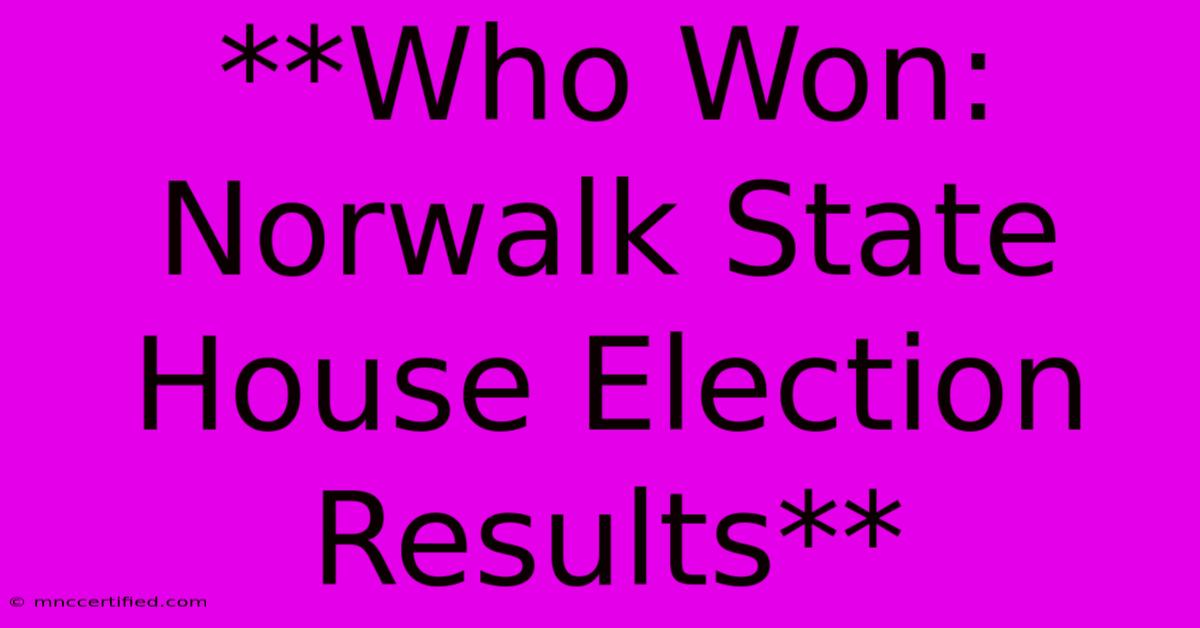 **Who Won: Norwalk State House Election Results**