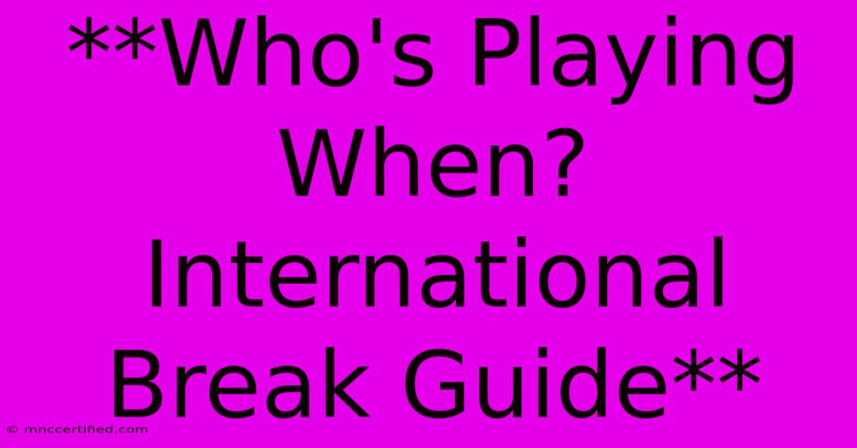 **Who's Playing When? International Break Guide**