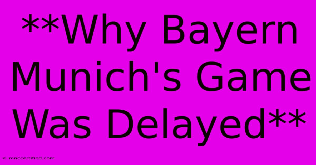 **Why Bayern Munich's Game Was Delayed**