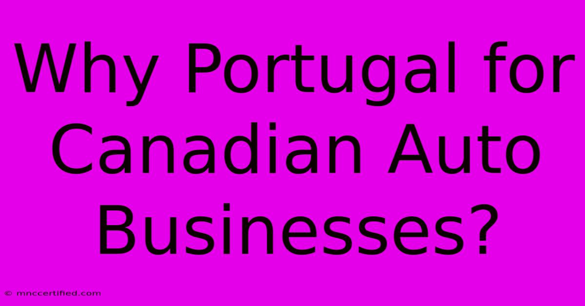 Why Portugal For Canadian Auto Businesses?