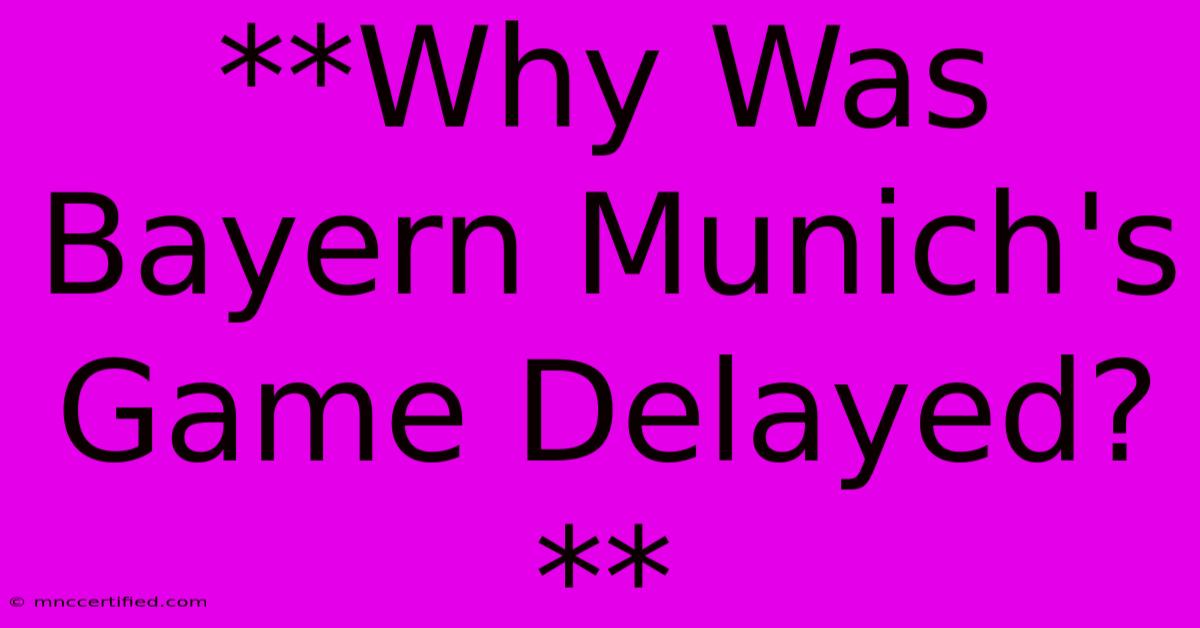 **Why Was Bayern Munich's Game Delayed?**