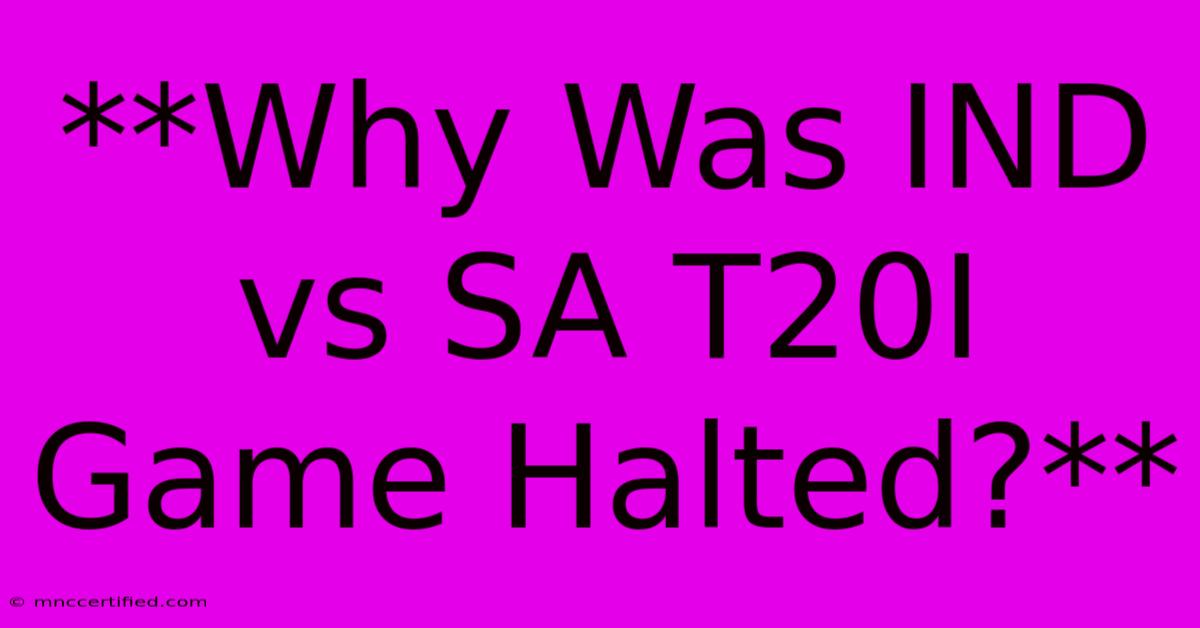 **Why Was IND Vs SA T20I Game Halted?** 