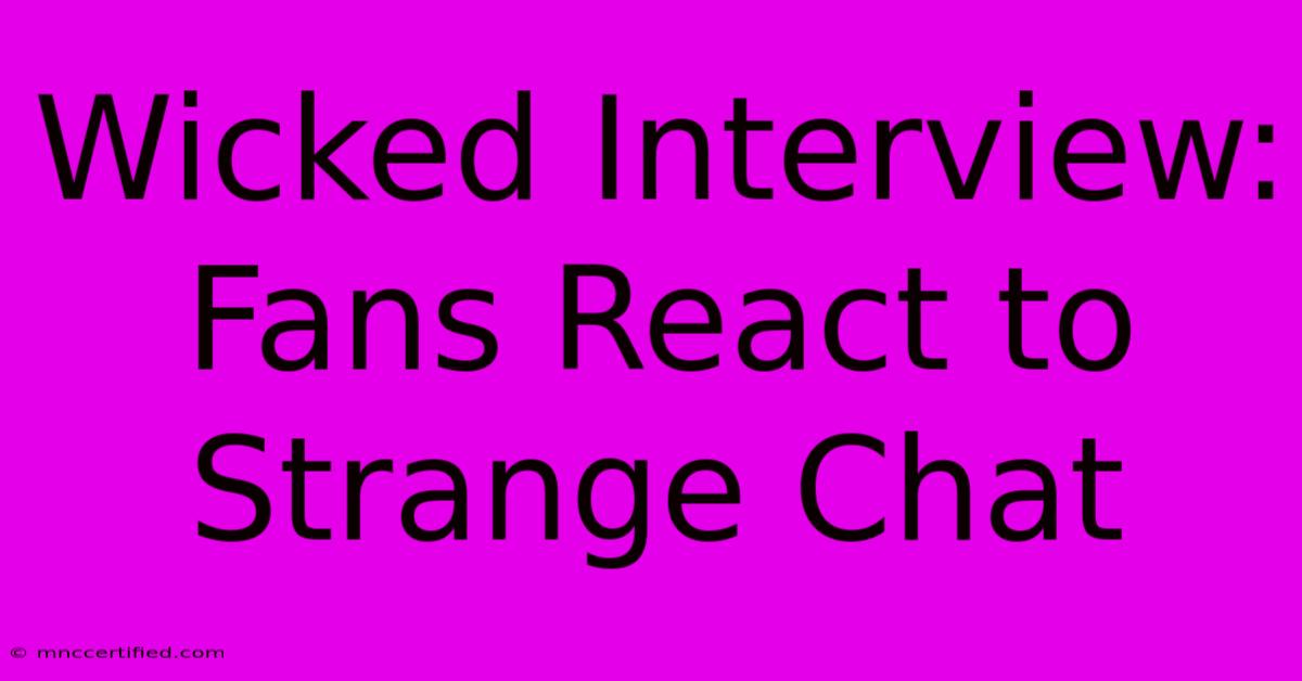 Wicked Interview: Fans React To Strange Chat