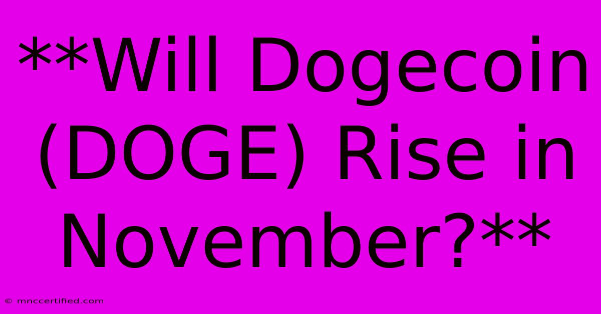 **Will Dogecoin (DOGE) Rise In November?**