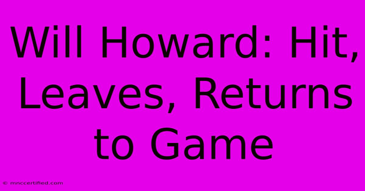 Will Howard: Hit, Leaves, Returns To Game