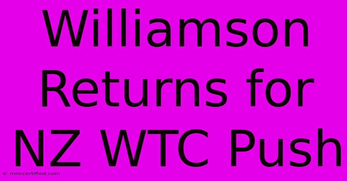 Williamson Returns For NZ WTC Push