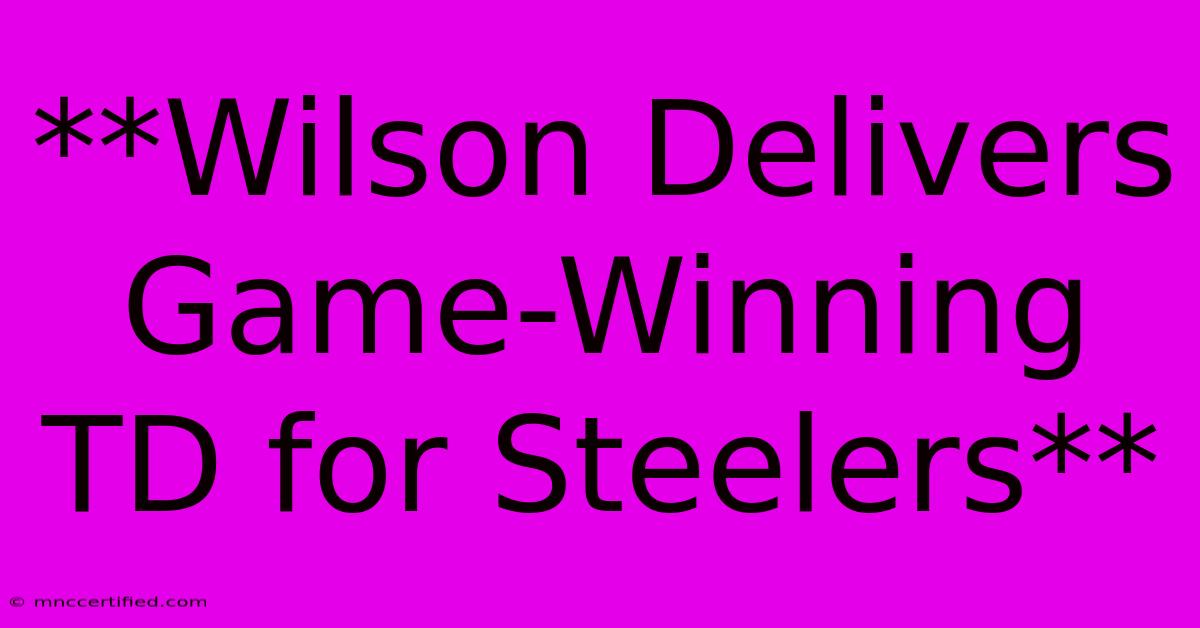 **Wilson Delivers Game-Winning TD For Steelers**