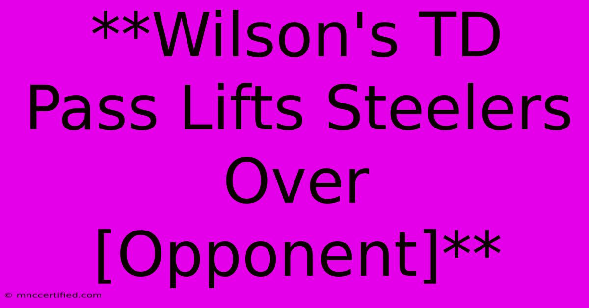 **Wilson's TD Pass Lifts Steelers Over [Opponent]** 