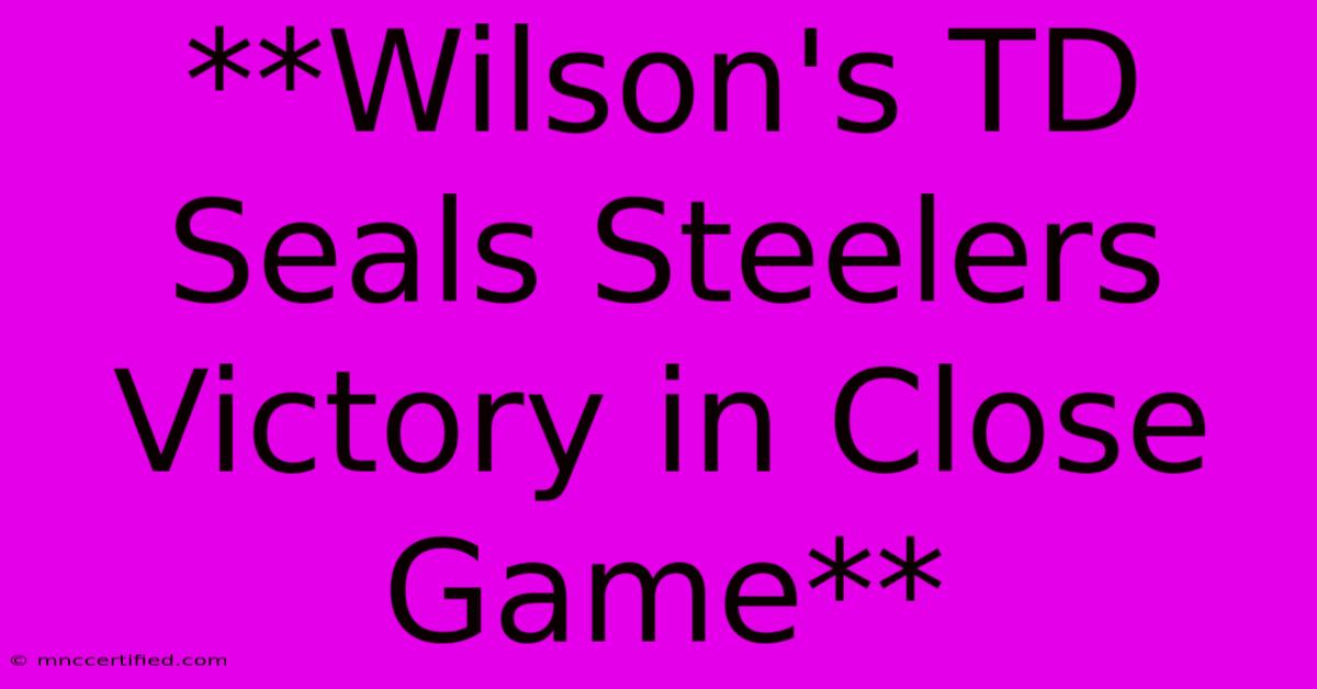 **Wilson's TD Seals Steelers Victory In Close Game**