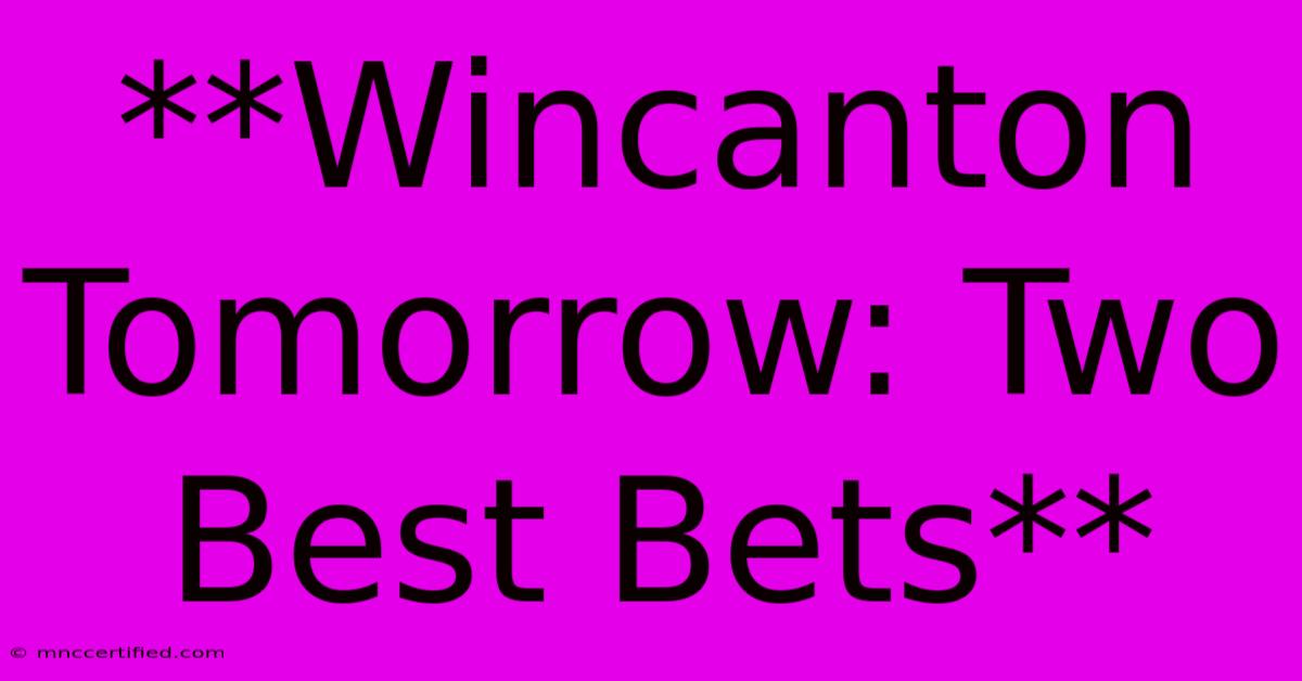 **Wincanton Tomorrow: Two Best Bets** 