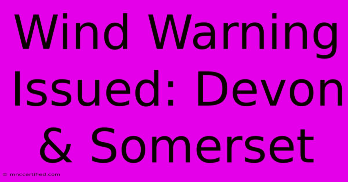 Wind Warning Issued: Devon & Somerset