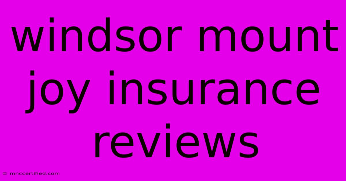 Windsor Mount Joy Insurance Reviews