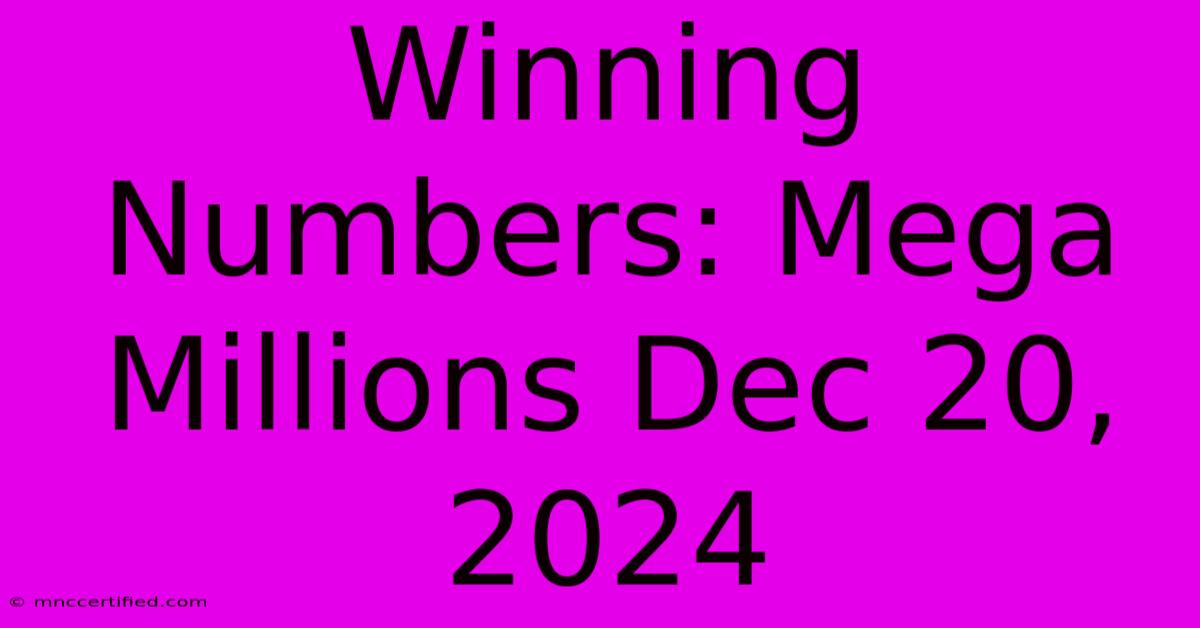 Winning Numbers: Mega Millions Dec 20, 2024