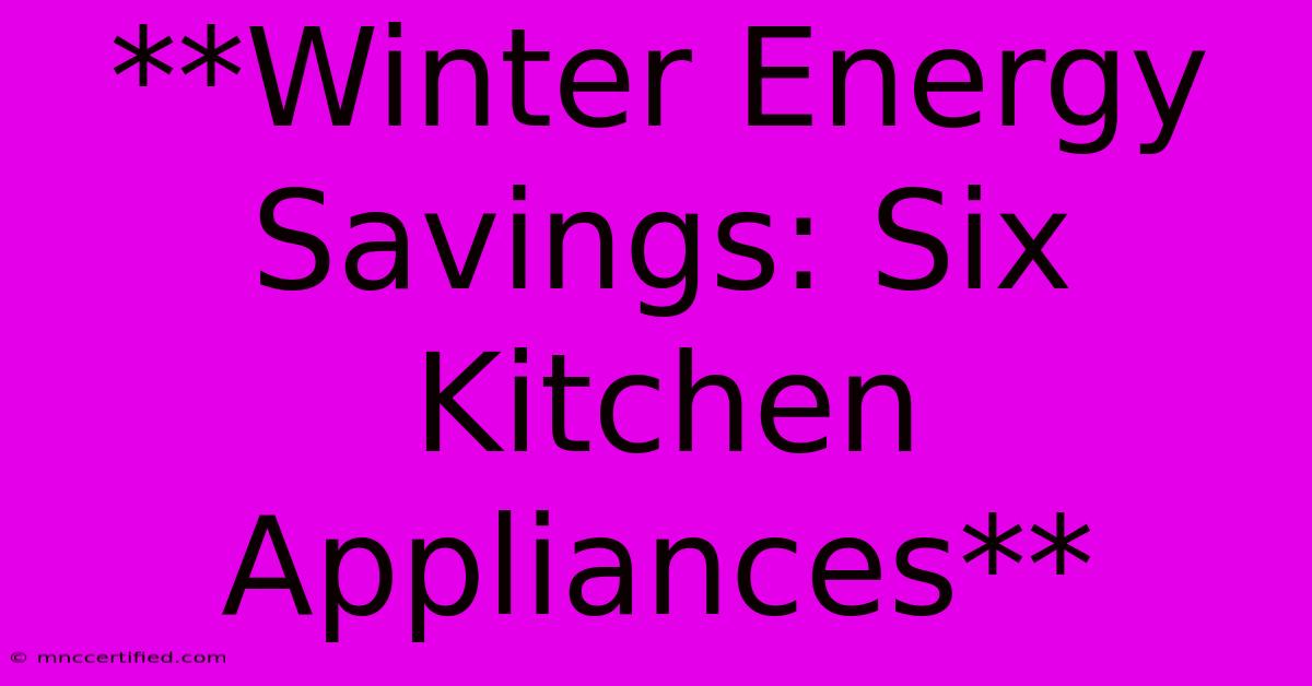 **Winter Energy Savings: Six Kitchen Appliances**