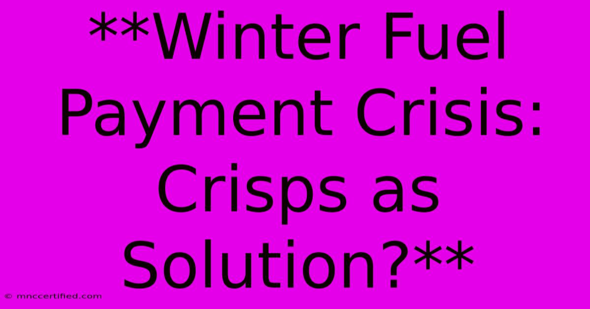 **Winter Fuel Payment Crisis: Crisps As Solution?**