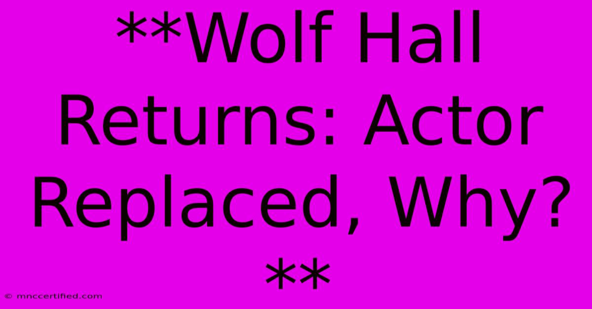 **Wolf Hall Returns: Actor Replaced, Why?**