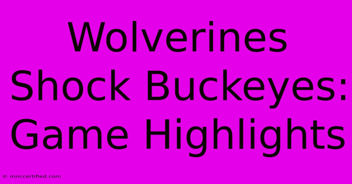 Wolverines Shock Buckeyes: Game Highlights