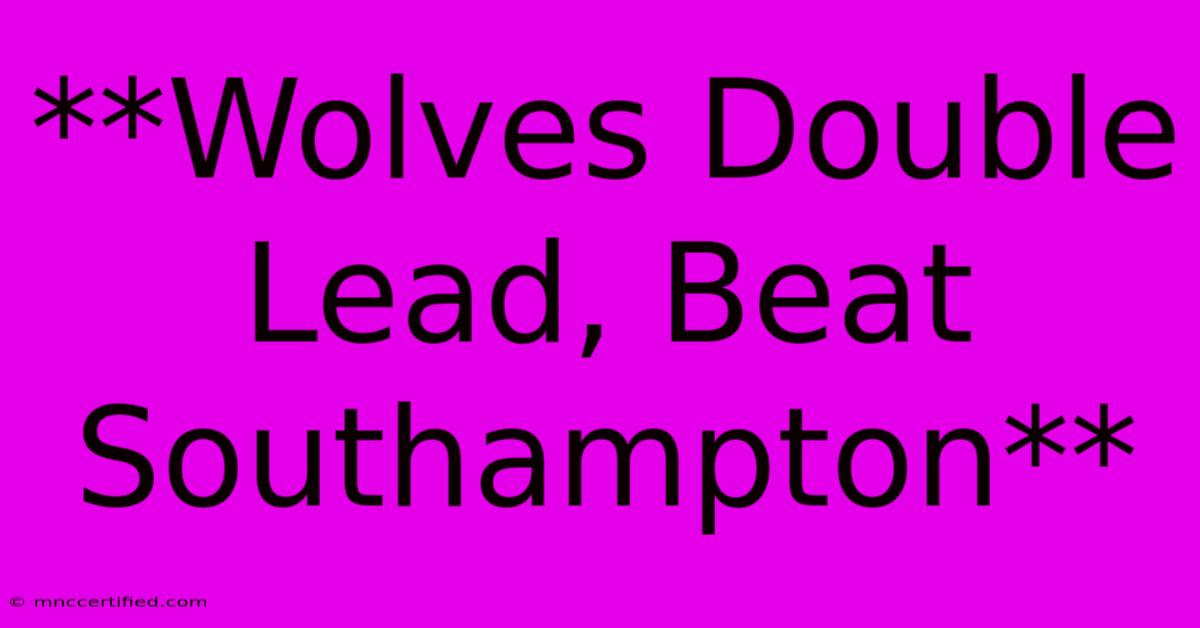 **Wolves Double Lead, Beat Southampton**