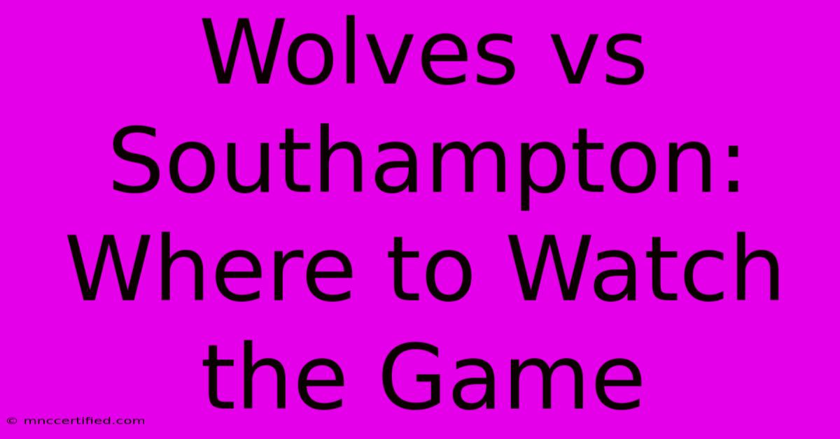 Wolves Vs Southampton: Where To Watch The Game