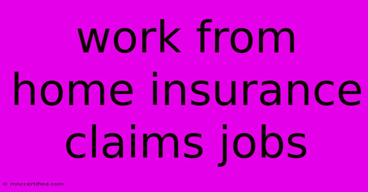 Work From Home Insurance Claims Jobs