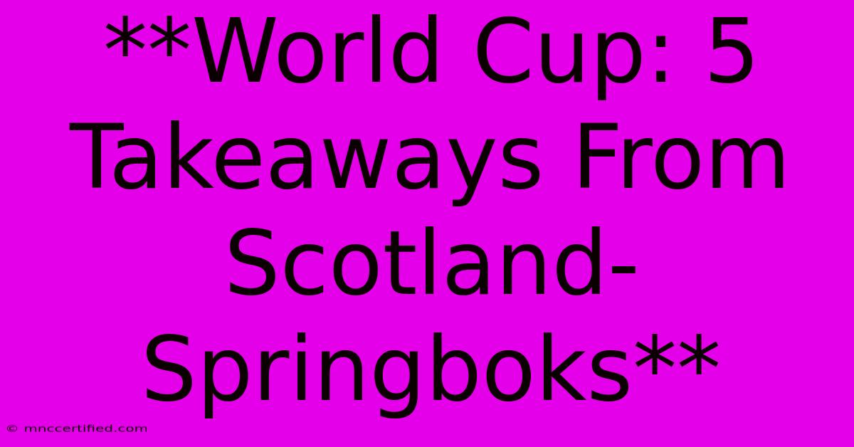 **World Cup: 5 Takeaways From Scotland-Springboks**