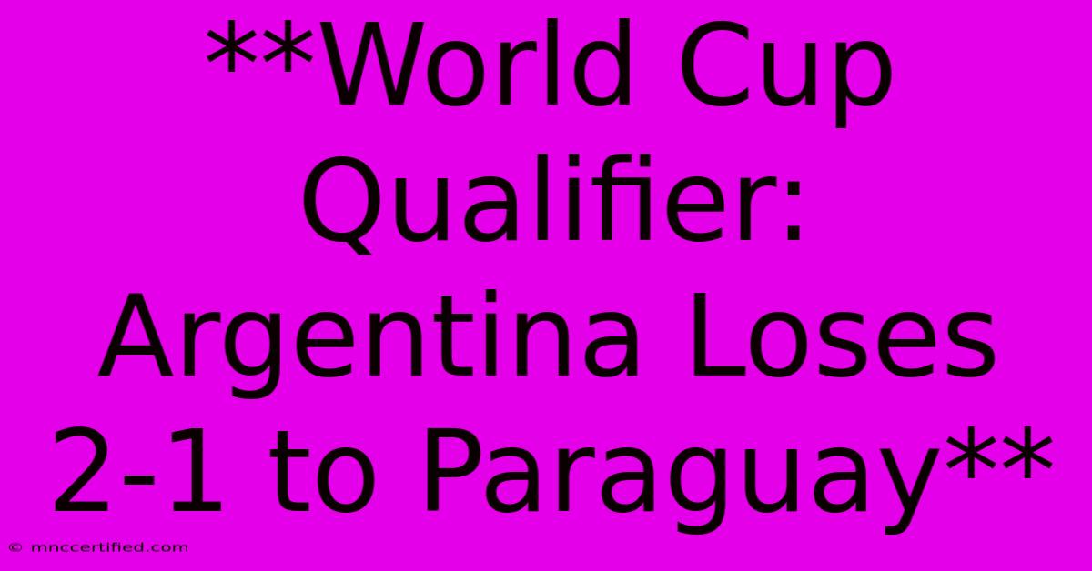 **World Cup Qualifier: Argentina Loses 2-1 To Paraguay**