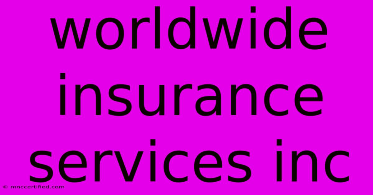 Worldwide Insurance Services Inc