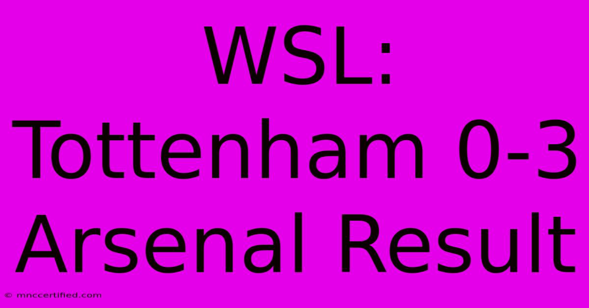 WSL: Tottenham 0-3 Arsenal Result