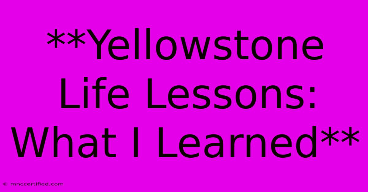 **Yellowstone Life Lessons: What I Learned**