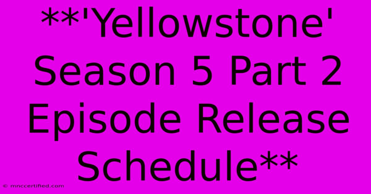 **'Yellowstone' Season 5 Part 2 Episode Release Schedule**