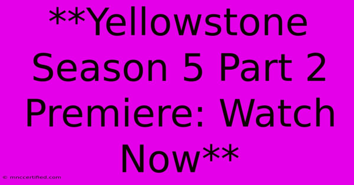 **Yellowstone Season 5 Part 2 Premiere: Watch Now** 