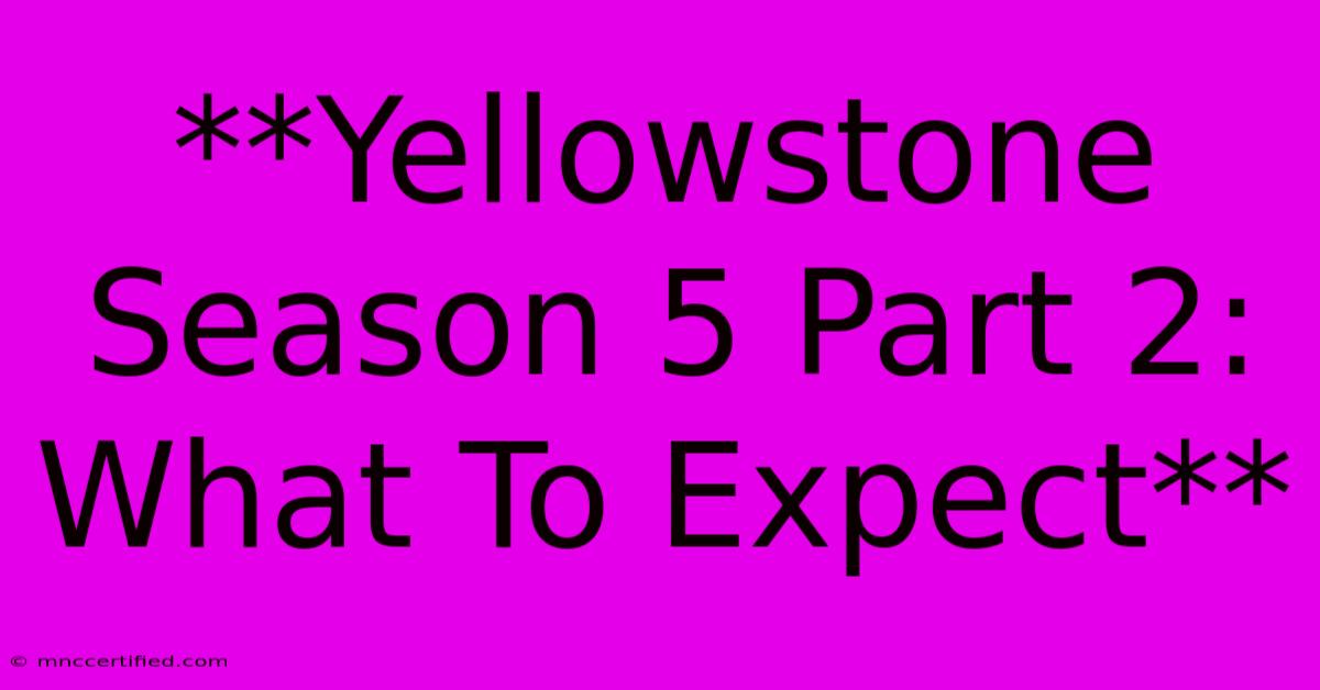 **Yellowstone Season 5 Part 2: What To Expect**