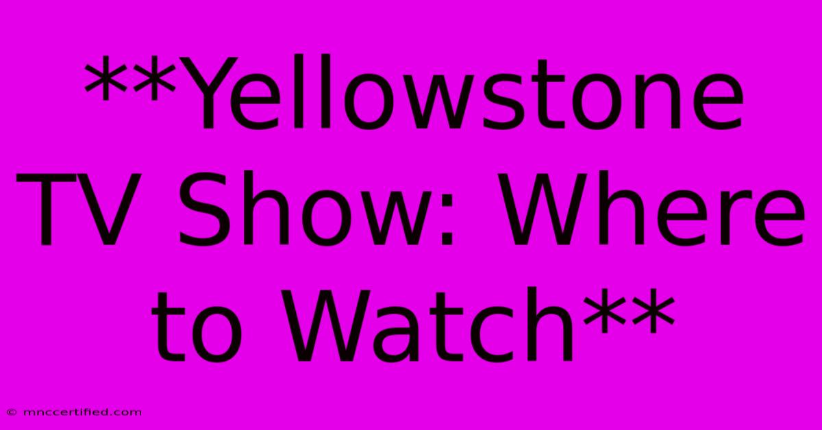 **Yellowstone TV Show: Where To Watch** 