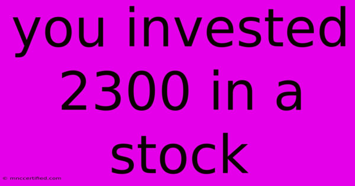 You Invested 2300 In A Stock