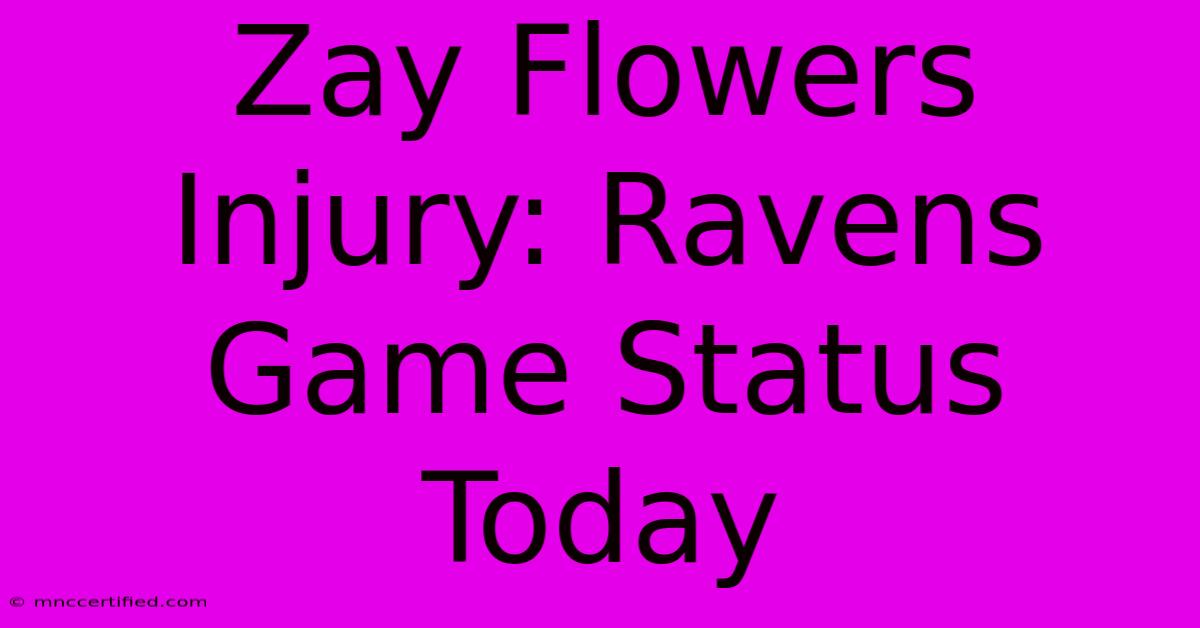 Zay Flowers Injury: Ravens Game Status Today