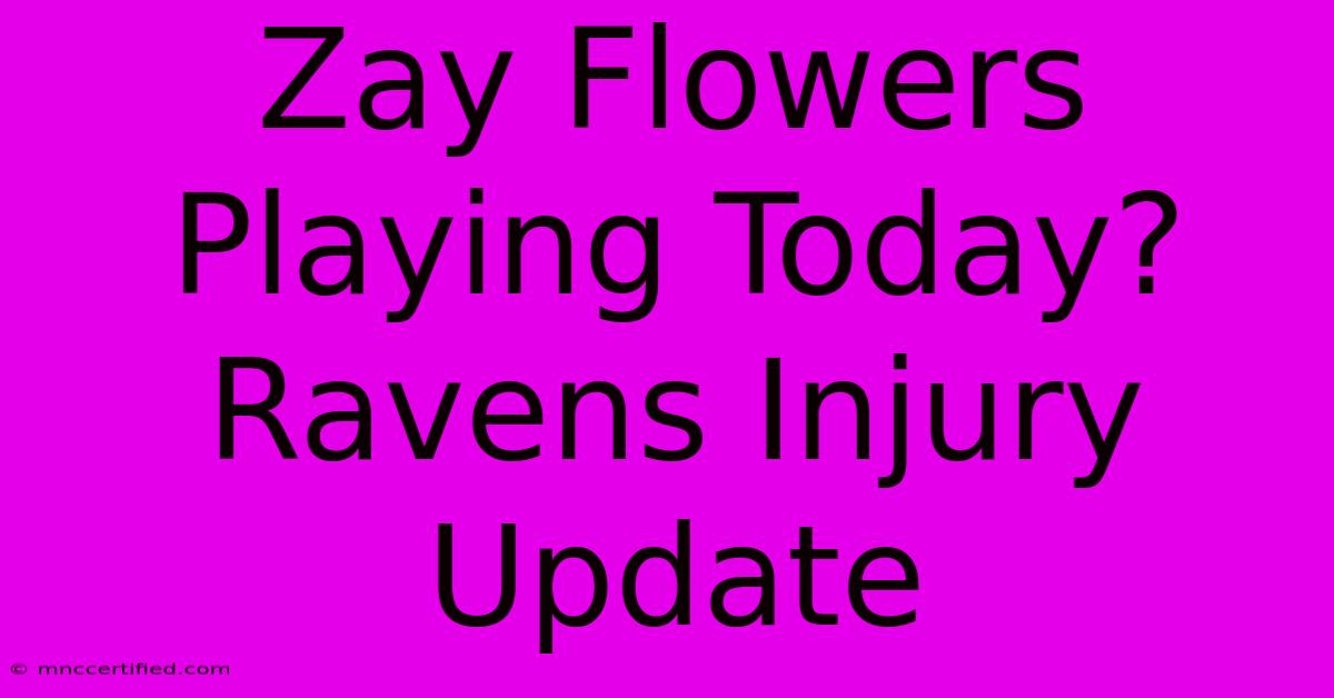 Zay Flowers Playing Today? Ravens Injury Update