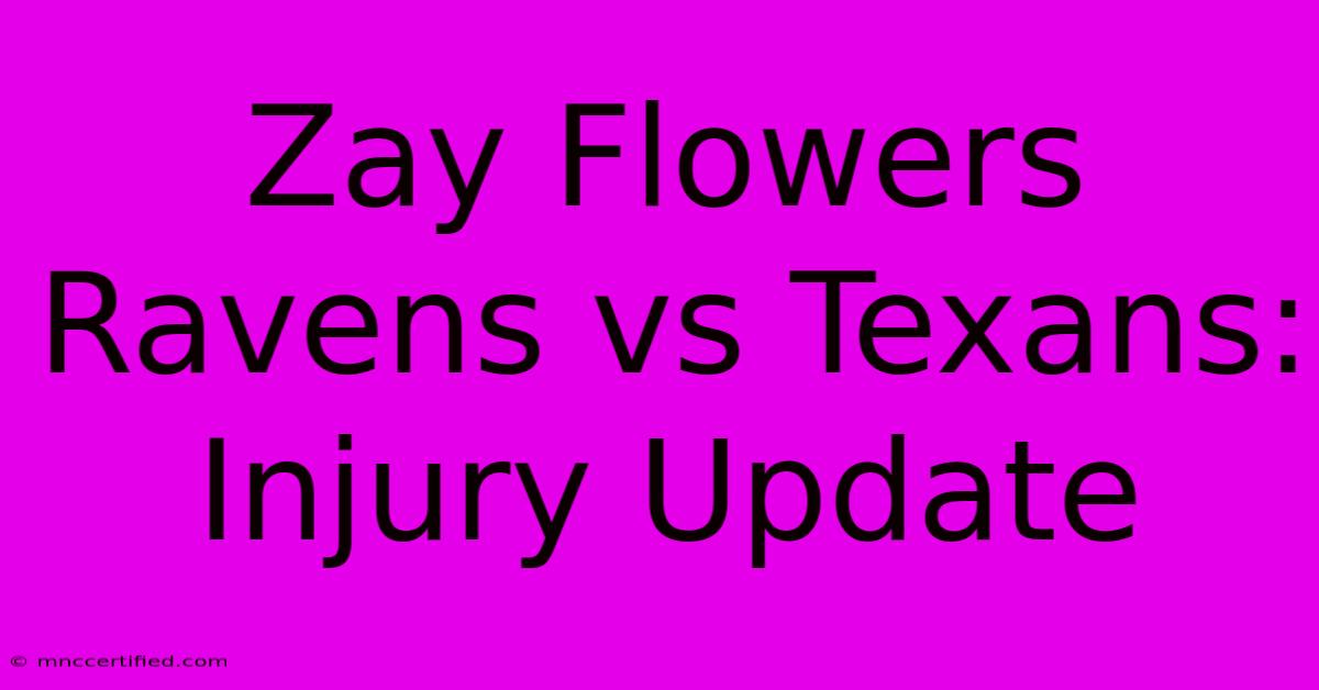 Zay Flowers Ravens Vs Texans: Injury Update