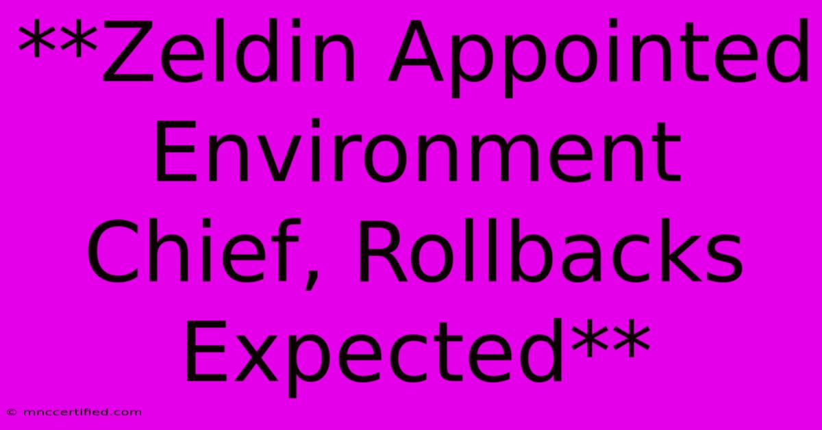 **Zeldin Appointed Environment Chief, Rollbacks Expected**