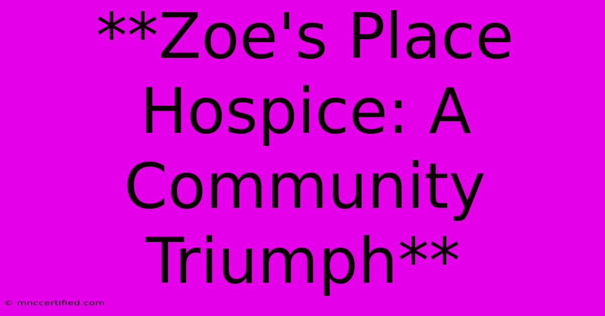 **Zoe's Place Hospice: A Community Triumph**