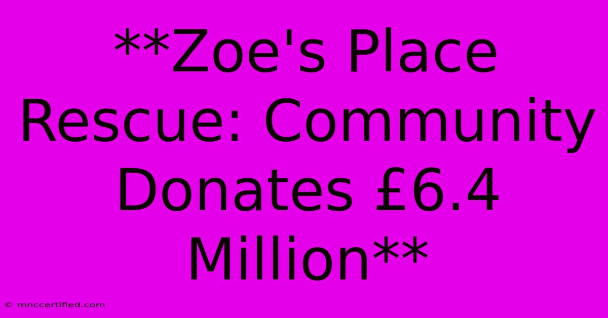 **Zoe's Place Rescue: Community Donates £6.4 Million**